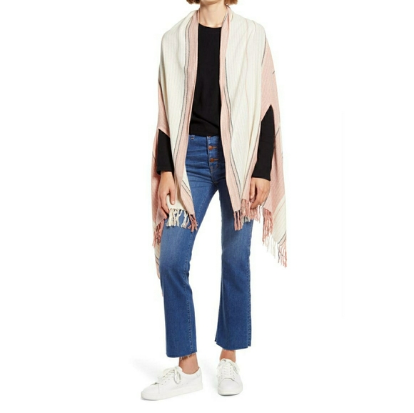 NWT Madewell Maui Stripe Silk Noil Cape Scarf - Picture 2 of 12